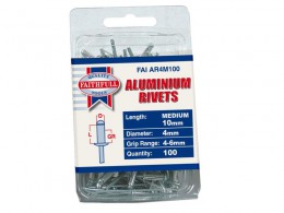 Faithfull FAIAR4M100 Aluminium Rivets (100) 4mm Medium £3.59